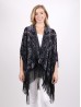 Velvet Paisley Print Cape W/ Fringes